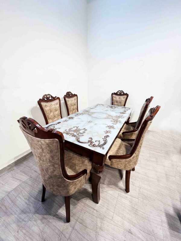 Remy 6 Seater Dinning Set with Printed glass - Image 3