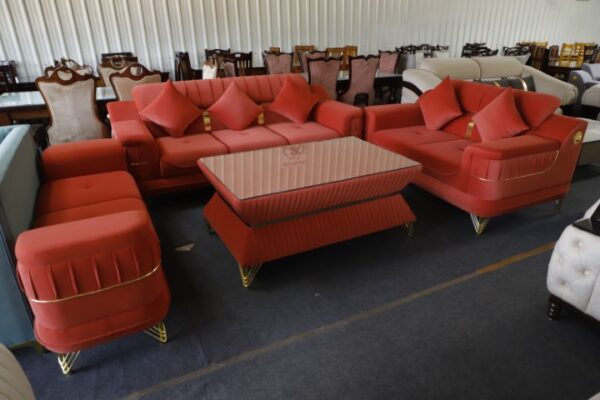 Red velvet 8 seater sofa - Image 2